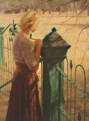 At the Gate, oil on linen, 30" x 22"
